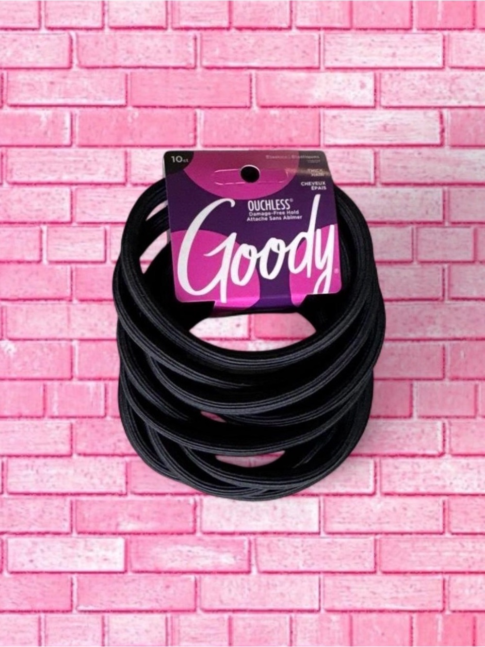 Goody Ouchless Black Elastic Hair Ties - 10 Pack